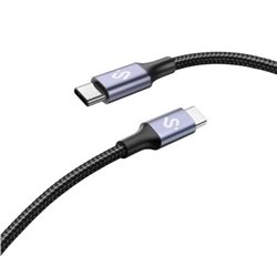 Cable USB 2.0 Tipo-C Subblim Plus/ USB Tipo-C Macho - USB Tipo-C Macho/ Hasta 100W/ 480Mbps/ 2m/ Negro