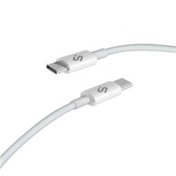 Cable USB 2.0 Tipo-C Subblim Cable Plus/ USB Tipo-C Macho - USB Tipo-C Macho/ Hasta 100W/ 480Mbps/ 2m/ Blanco