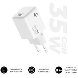 Cargador de Pared GaN Subblim 35W Charger USB C/ 1xUSB Tipo-C/ 35W