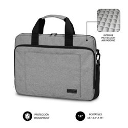 Malet�n Subblim Air Padding Laptop Bag para Port�tiles hasta 14"/ Cinta para Trolley/ Gris