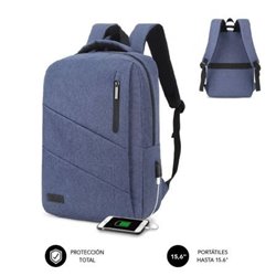 Mochila Subblim City Backpack para Port�tiles hasta 15.6"/ Puerto USB/ Azul