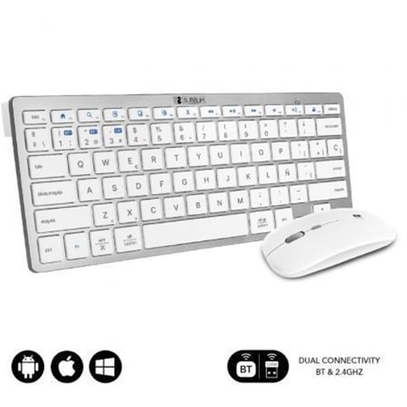 Teclado y Rat�n Inal�mbrico Subblim OCO010 Combo Multidispositivo Compacto/ Plata