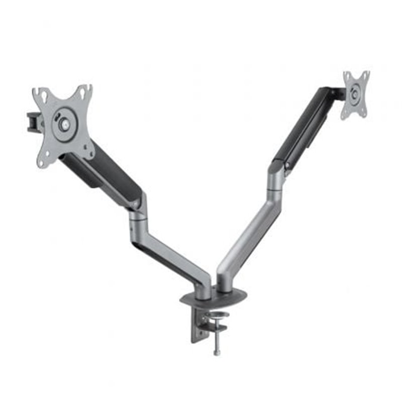 Soporte de Mesa para 2 Monitores TooQ DB4132TNR-G/ Giratorio/ Inclinable/ hasta 9kg