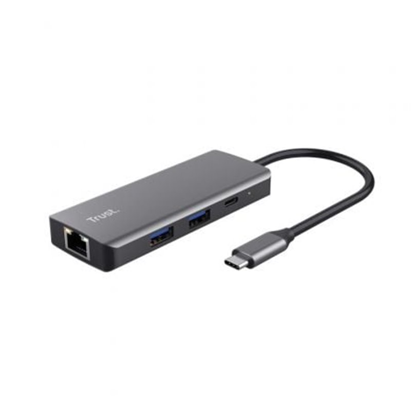 Docking USB Tipo-C Trust Dalyx/ 2xUSB/ 2xUSB Tipo-C/ 1xHDMI 4K/ 1xRJ45/ Gris