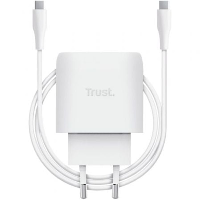 Cargador de Pared GaN Trust Maxo 45W Compatible con Apple/ 1xUSB Tipo-C/ Incluye Cable USB Tipo-C/ 45W
