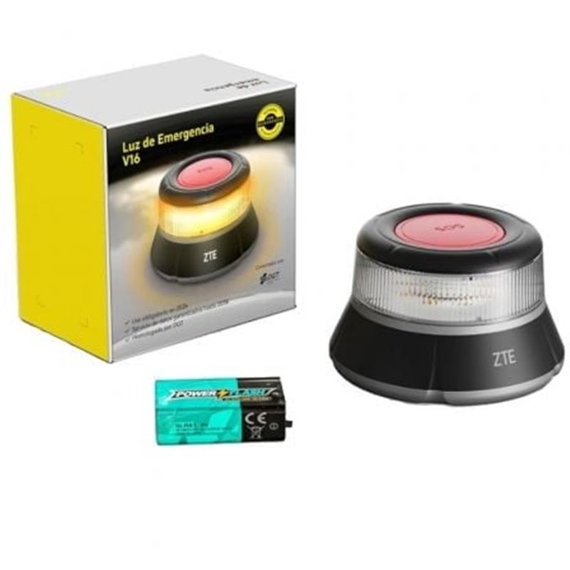 Luz baliza de emergencia para coche ZTE E1 V16/ Homologada/ Base Imantada/ Geolocalizable/ Funciona a Pilas