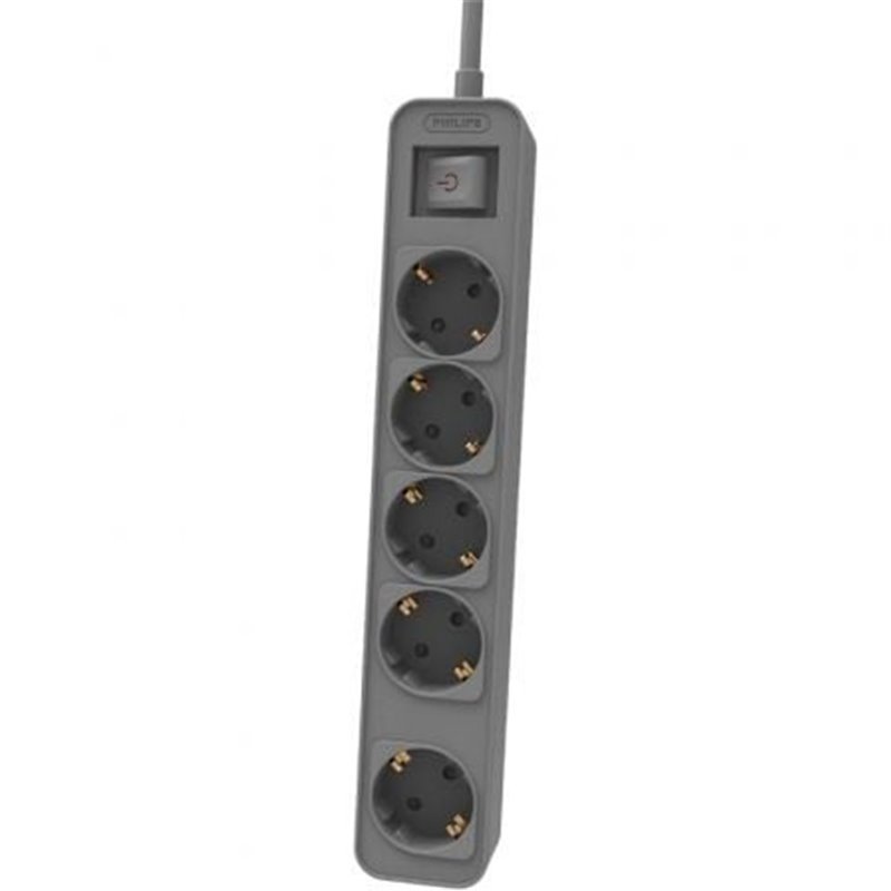 Regleta con Interruptor Philips CHP2154G/12 5 Tomas de corriente/ Cable 1.5m/ Gris