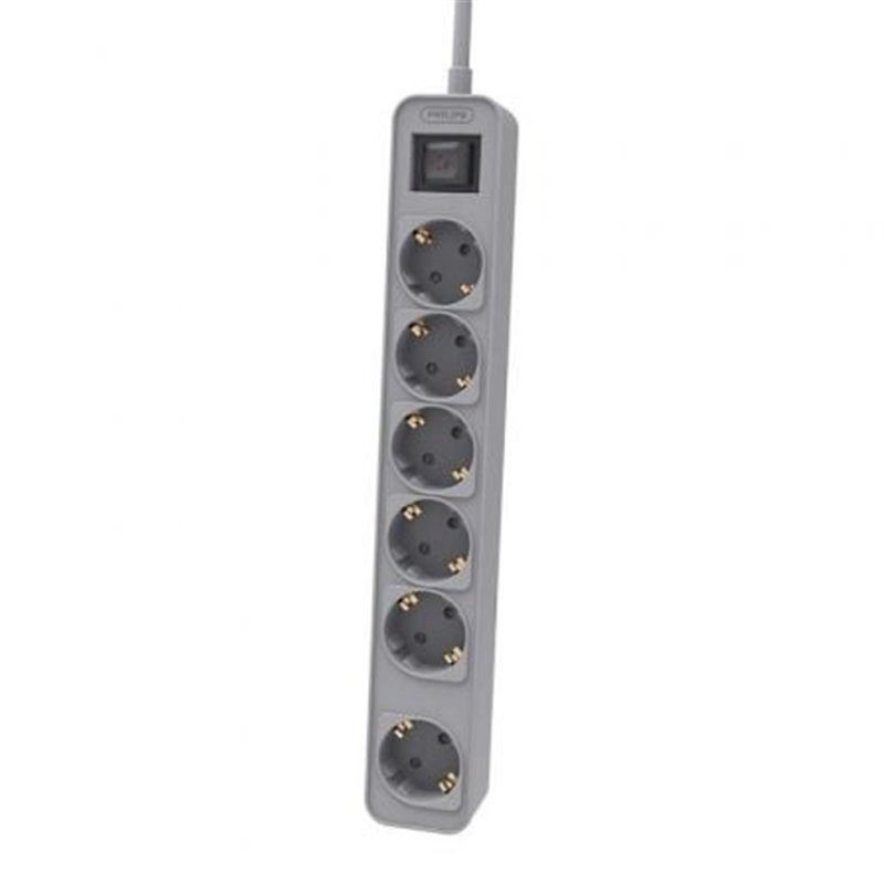 Regleta con Interruptor Philips CHP2164G/10/ 6 Tomas de corriente/ Cable 1.5m/ Gris