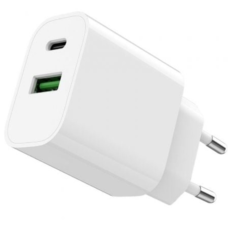 Cargador de Pared SPC Fast Charger 4341B/ 1xUSB Tipo-C/ 1xUSB/ 20W/ Blanco