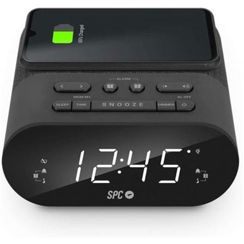Despertador SPC Frodi QI/ Radio FM/ Base de carga Inal�mbrica