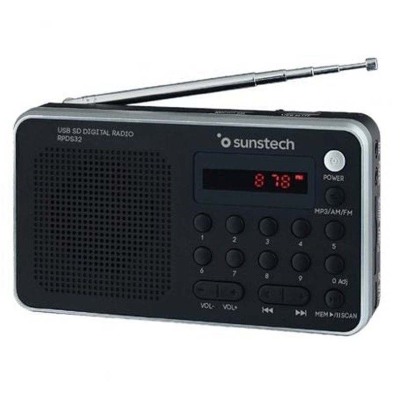 Radio Port�til Sunstech RPD32SL/ con Bater�a/ Negra y Plateada