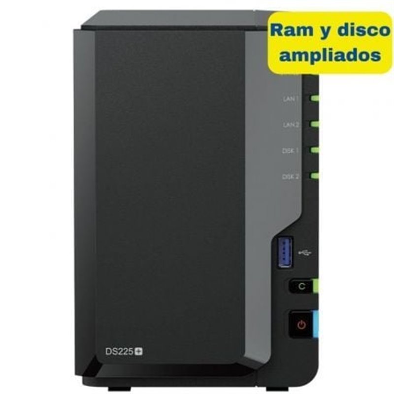 NAS Synology Diskstation DS225+/ 2 Bah�as 3.5"- 2.5"/ 6GB DDR4/ 8TB/ Formato Torre