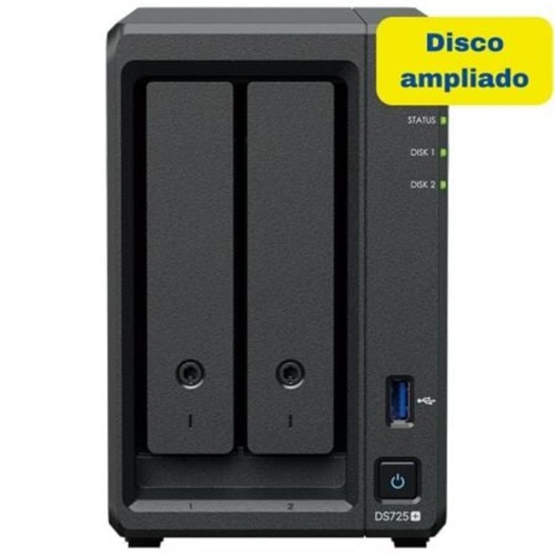 NAS Synology Diskstation DS725+/ 2 Bah�as 3.5"- 2.5"/ 4GB DDR4/ 8TB/ Formato Torre