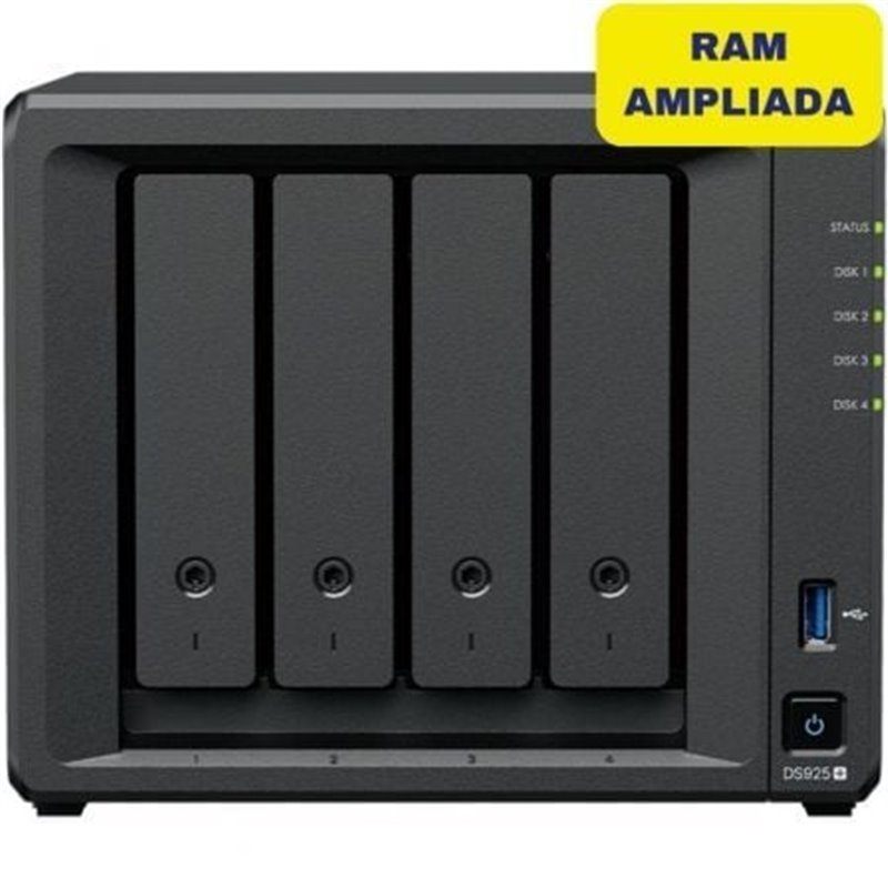 NAS Synology Diskstation DS925+/ 4 Bah�as 3.5"- 2.5"/ 16GB DDR4/ Formato Torre