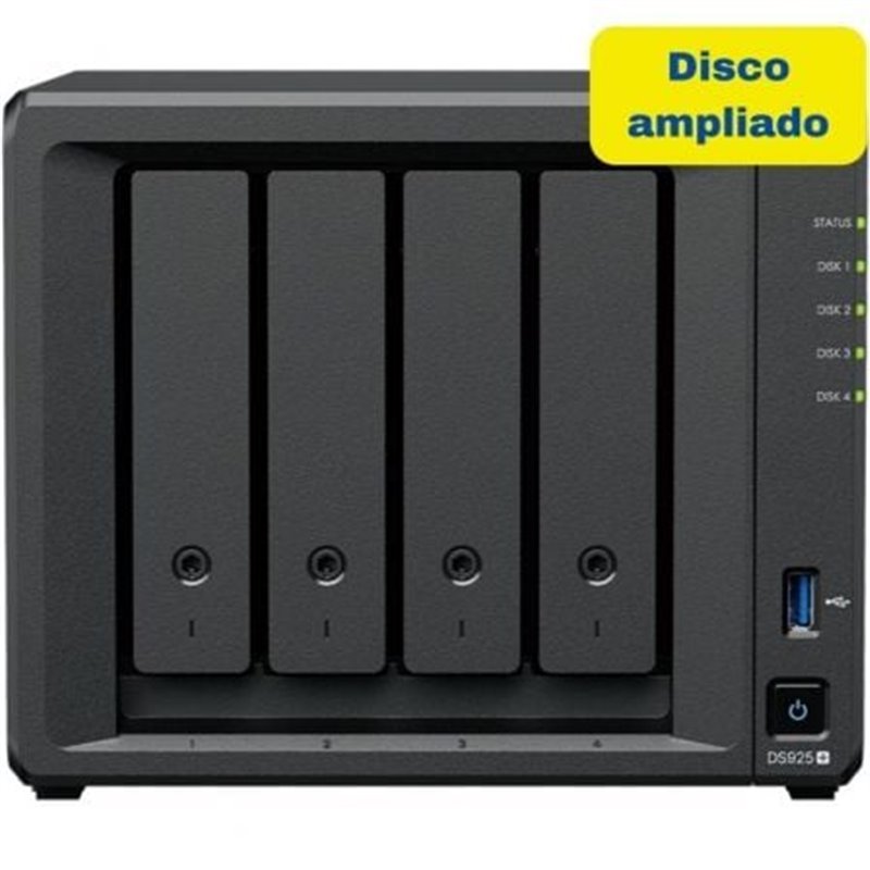 NAS Synology Diskstation DS925+/ 4 Bah�as 3.5"- 2.5"/ 4GB DDR4/ 16TB/ Formato Torre