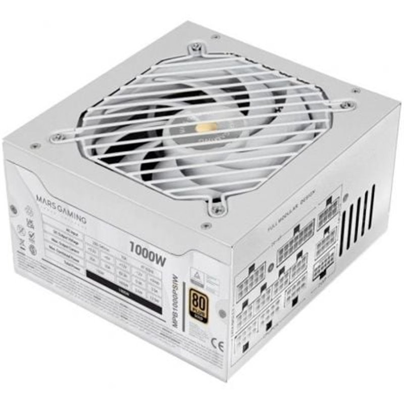 Fuente de Alimentaci�n Mars Gaming MPB1000PSI/ 1000W/ Ventilador 14cm/ 80 Plus Gold/ Blanca