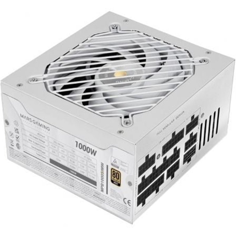 Fuente de Alimentaci�n Mars Gaming MPB1000SIM/ 1000W/ Ventilador 14cm/ 80 Plus Gold/ Blanca