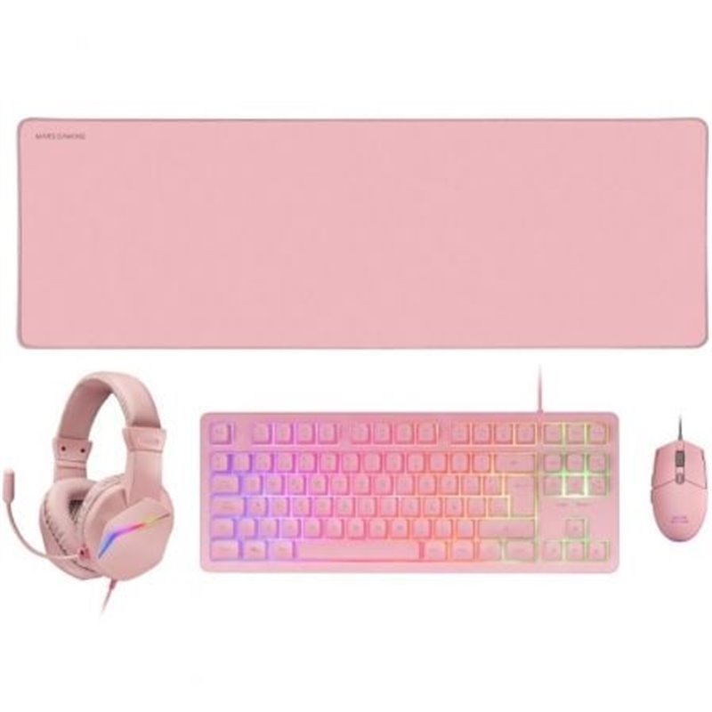 Pack Gaming Mars Gaming MCP-RGB3P/ Teclado RGB + Rat�n �ptico + Alfombrilla XXL + Auriculares