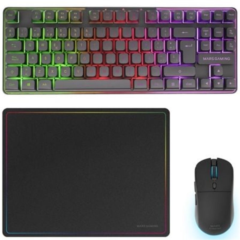Pack Gaming Mars Gaming MCPWTKL/ Teclado Inal�mbrico + Rat�n Inal�mbrico + Alfombrilla