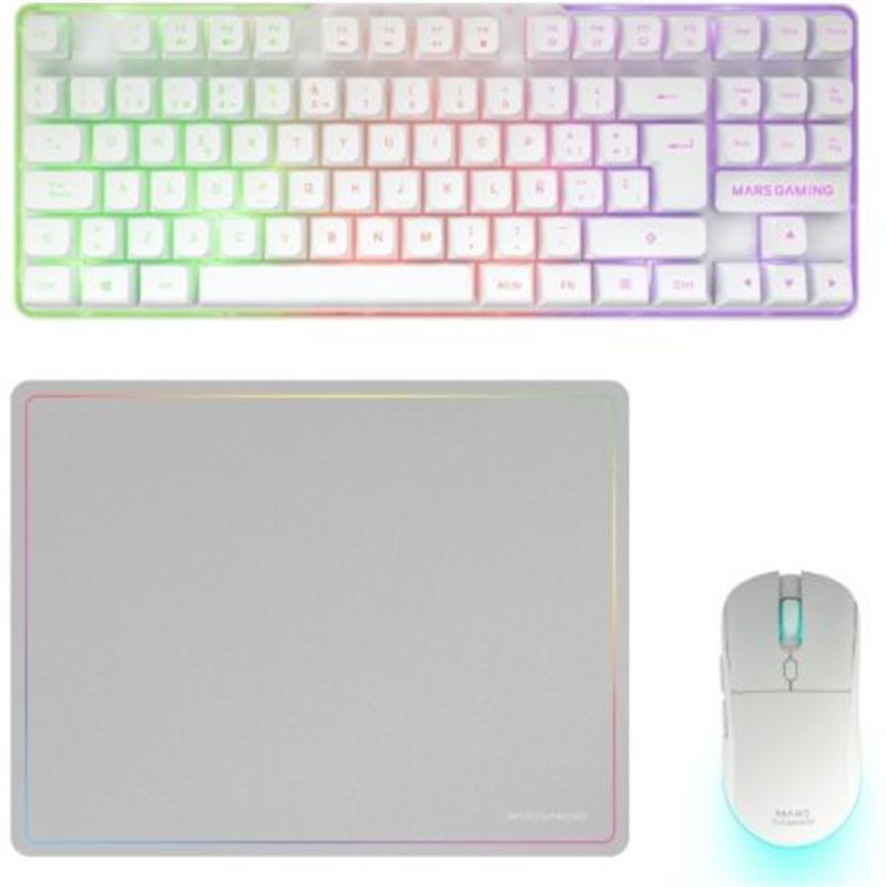 Pack Gaming Mars Gaming MCPWTKL/ Teclado Inal�mbrico + Rat�n Inal�mbrico + Alfombrilla