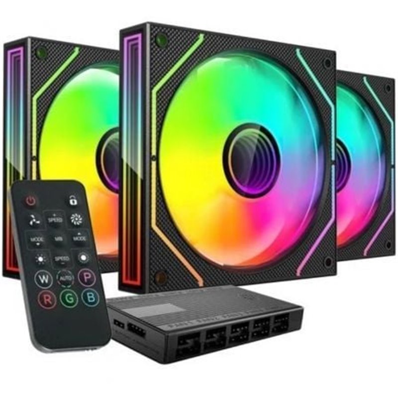 Pack 3 Ventiladores Mars Gaming MF-3DPROKIT/ 12cm + HUB + Mando a Distancia/ ARGB