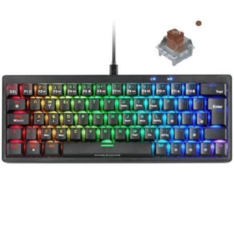Teclado Gaming Mec�nico Mars Gaming MKMINIPRO/ Switch Marr�n/ Negro