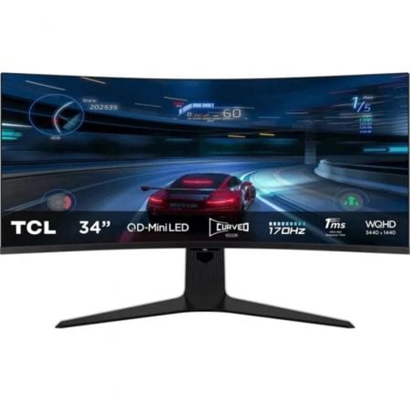 Monitor Gaming Curvo TCL 34R83Q 34"/ WQHD/ 1ms/ 170Hz/ QLED/ Regulable en altura/ Blanco y Negro