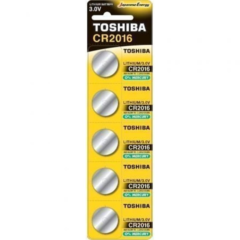 Pack de 5 Pilas de Bot�n Toshiba CR2016/ 3V