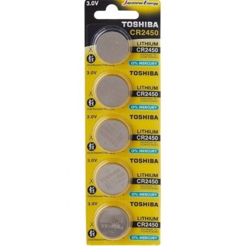 Pack de 5 Pilas de Bot�n Toshiba CR2450/ 3V/ Alcalinas