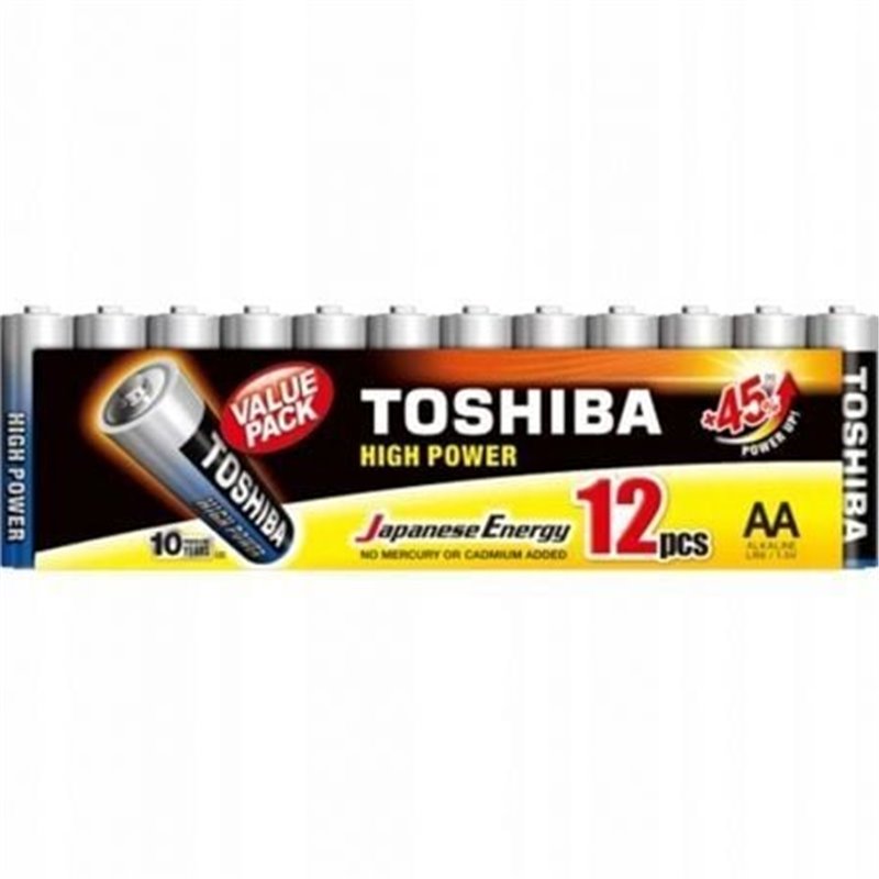 Pack de 12 Pilas AA Toshiba High Power LR6/ 1.5V/ Alcalinas