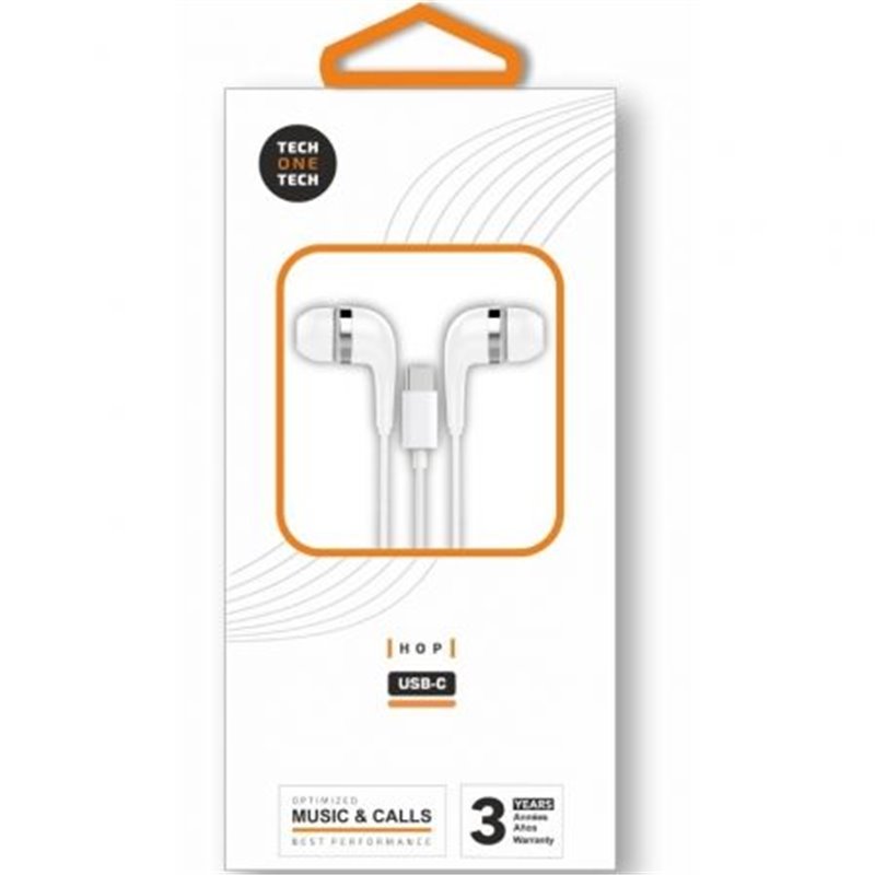 Auriculares Intrauditivos Tech One Tech earTECH TEC1304/ con Micr�fono/ USB Tipo-C/ Blancos