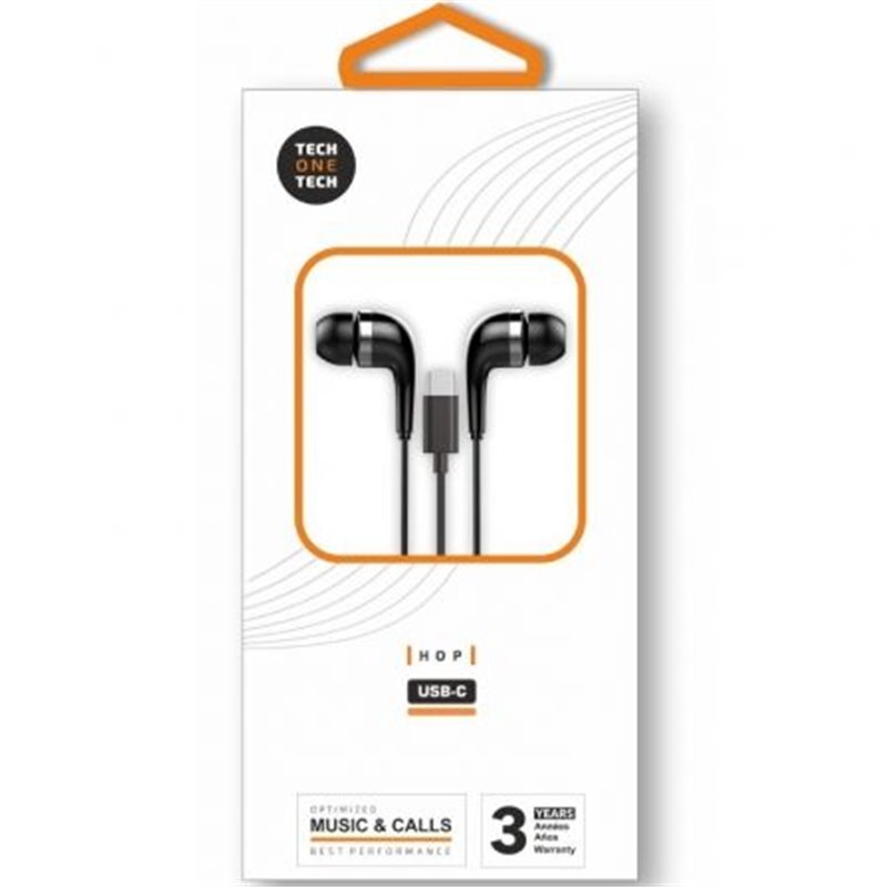 Auriculares Intrauditivos Tech One Tech earTECH TEC1305/ con Micr�fono/ USB Tipo-C/ Negros