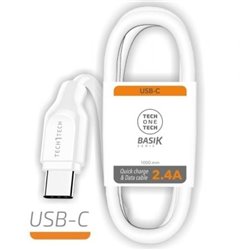Cable USB Tipo-C Tech One Tech TEC2903/ USB Tipo-C Macho - USB Macho/ 1m/ Blanco