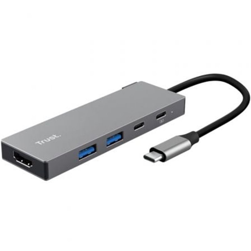 Docking USB Tipo-C Trust Dalyx/ 2xUSB/ 1xHDMI 4K/ 2xUSB Tipo-C/ Gris