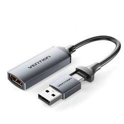 Conversor HDMI 4K 60Hz Vention ACWHA/ HDMI Hembra / USB Macho - USB Tipo-C Macho/ 480Mbps/ 10cm/ Negro