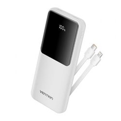 Powerbank 10000mAh Vention FHOW0/ 22.5W/ Blanca/ Incluye Cable USB TIpo-C y Lightning