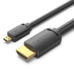 Cable Micro HDMI 2.0 4K Vention AGIBH/ HDMI Macho - Micro HDMI Macho/ 2m/ Negro