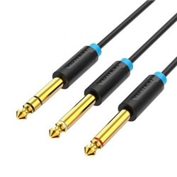 Cable Est�reo Vention BATBH/ Jack 6.35 Macho - 2x Jack 6.35 Macho/ 2m/ Negro