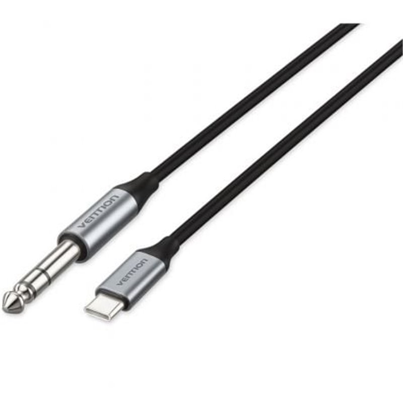 Cable Conversor Audio Vention BIJHF/ USB Tipo-C Macho - Jack 6.35 Macho/ 1m/ Gris