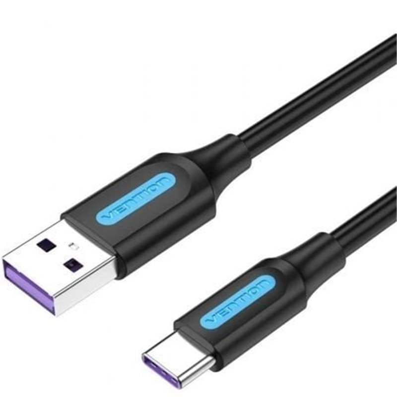 Cable USB 2.0 Tipo-C Vention CORBD/ USB Macho - USB Tipo-C Macho/ 480Mbps/ 50cm/ Negro