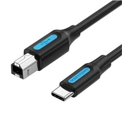 Cable USB 2.0 Tipo-C Vention CQUBH/ USB Tipo-B Macho - USB Tipo-C Macho/ 480Mbps/ 2m/ Negro