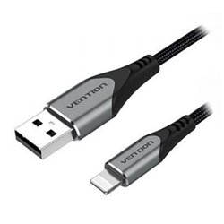 Cable USB 2.0 Lightning Vention LABHF/ USB Macho - Lightning Macho/ 480Mbps/ 1m/ Gris