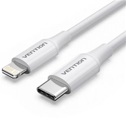 Cable USB 2.0 Tipo-C Lightning Vention LAJWF/ USB Tipo-C Macho - Lightning Macho/ Hasta 27W/ 480Mbps/ 1m/ Blanco