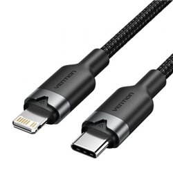 Cable USB Tipo-C Lightning Vention LALBF/ USB Tipo-C Macho - Lightning Macho/ 27W/ 480Mbps/ 1m/ Negro