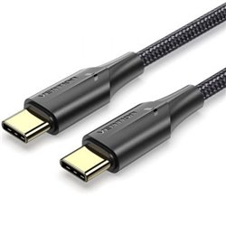 Cable USB 2.0 Tipo-C 3A Vention TAUBD/ USB Tipo-C Macho - USB Tipo-C Macho/ Hasta 60W/ 480Mbps/ 50cm/ Negro