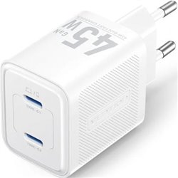 Cargador de Pared GaN Vention FEFW0-EU/ 2xUSB Tipo-C/ 45W