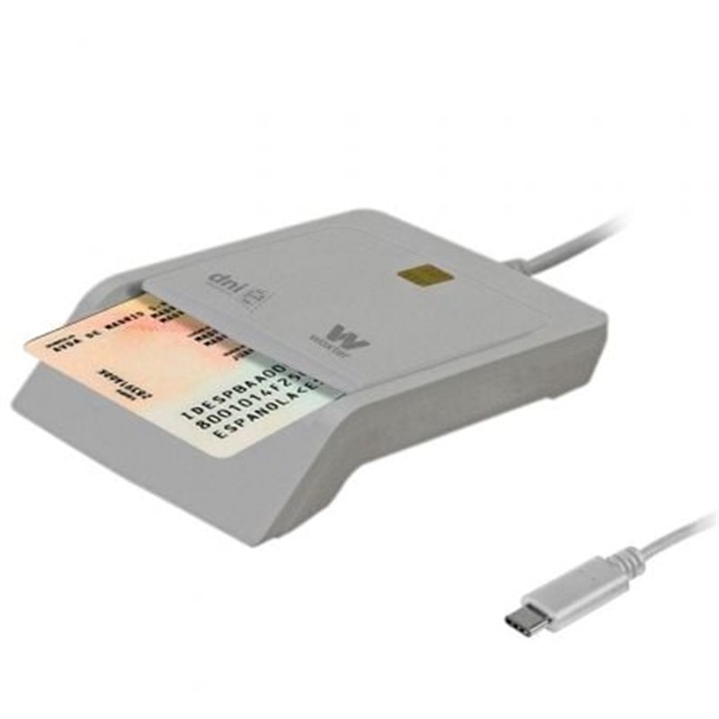 Lector de DNI y Tarjetas Woxter PE26-198/ USB Tipo-C/ Blanco