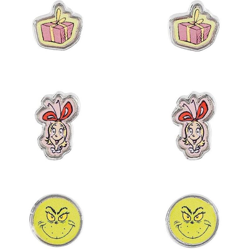 Set 3 Pares de pendientes Navidad El Grinch