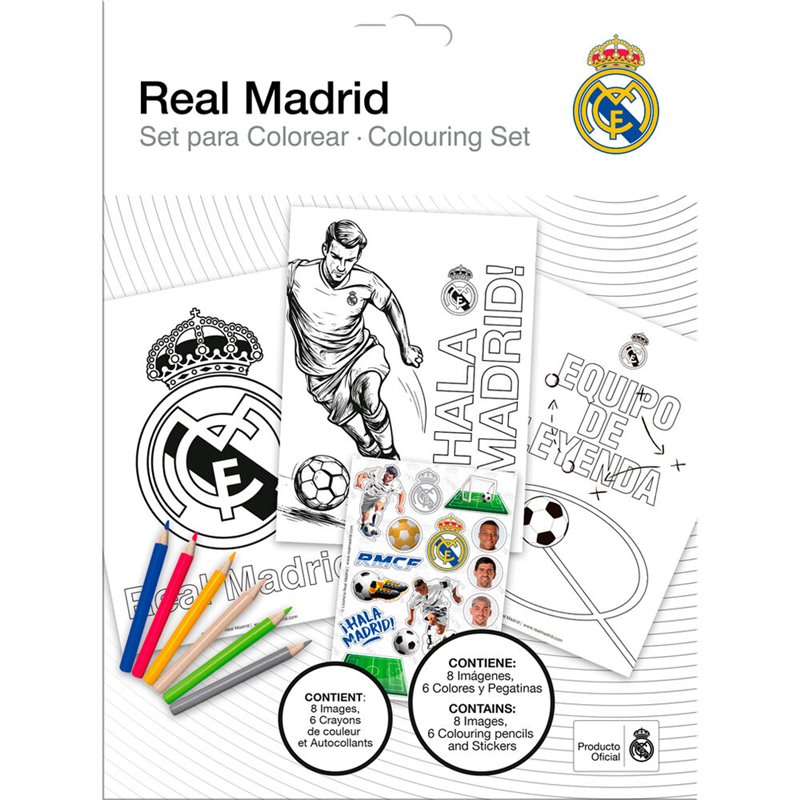 Set de Colorear con pegatinas Real Madrid