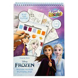 Libro dibujo + acuarelas y pincel Frozen Disney